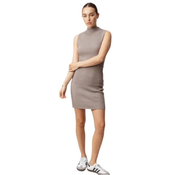 Sundays Fay Cableknit Dress NWOT Sleeveless Mini Dress in Toast - Picture 12 of 12